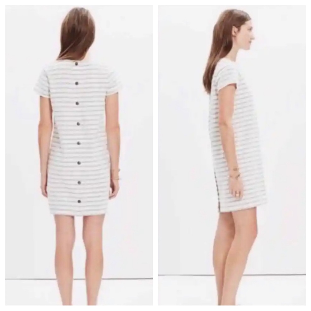 Madewell Button Back Striped T-Shirt Dress Small